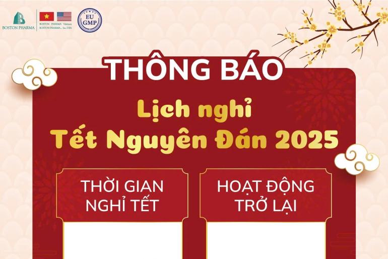 THÔNG BÁO LỊCH NGHỈ TẾT NGUYÊN ĐÁN 2025