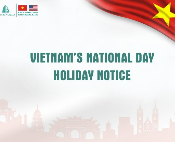 VIETNAM’S NATIONAL DAY HOLIDAY NOTICE